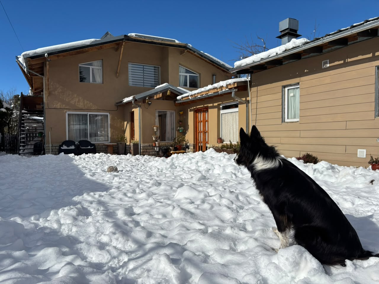 Las casas en invierno, con nieve
