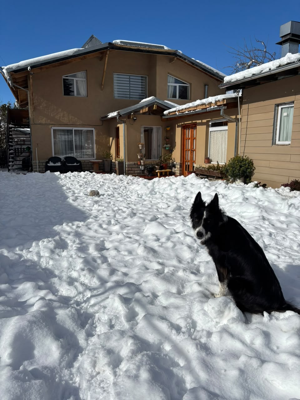 Las casas en invierno, con nieve